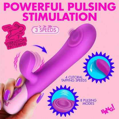 XR BRANDS - BANG! CLIT TAPPING PULSING RABBIT PURPLE