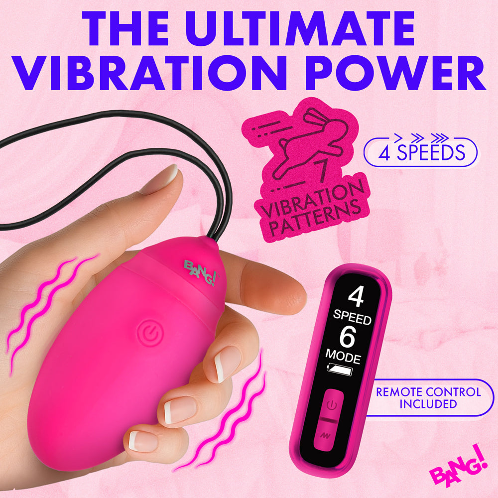 XR BRANDS - BANG! VIBRATING SILICONE EGG WITH DIGITAL REMOTE