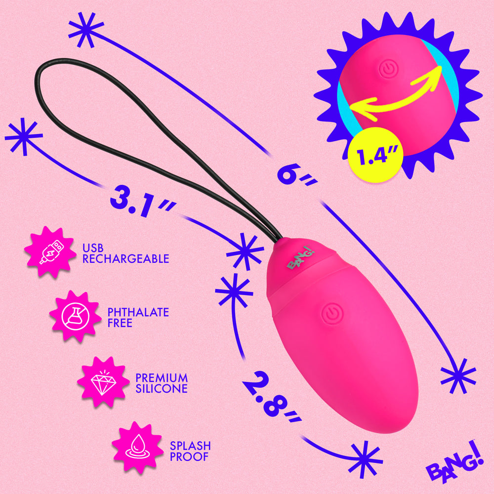 XR BRANDS - BANG! VIBRATING SILICONE EGG WITH DIGITAL REMOTE
