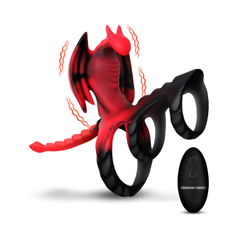 XR BRANDS - CREATURE COCKS DRAGON FLIGHT VIBRATING SILICONE COCK RING