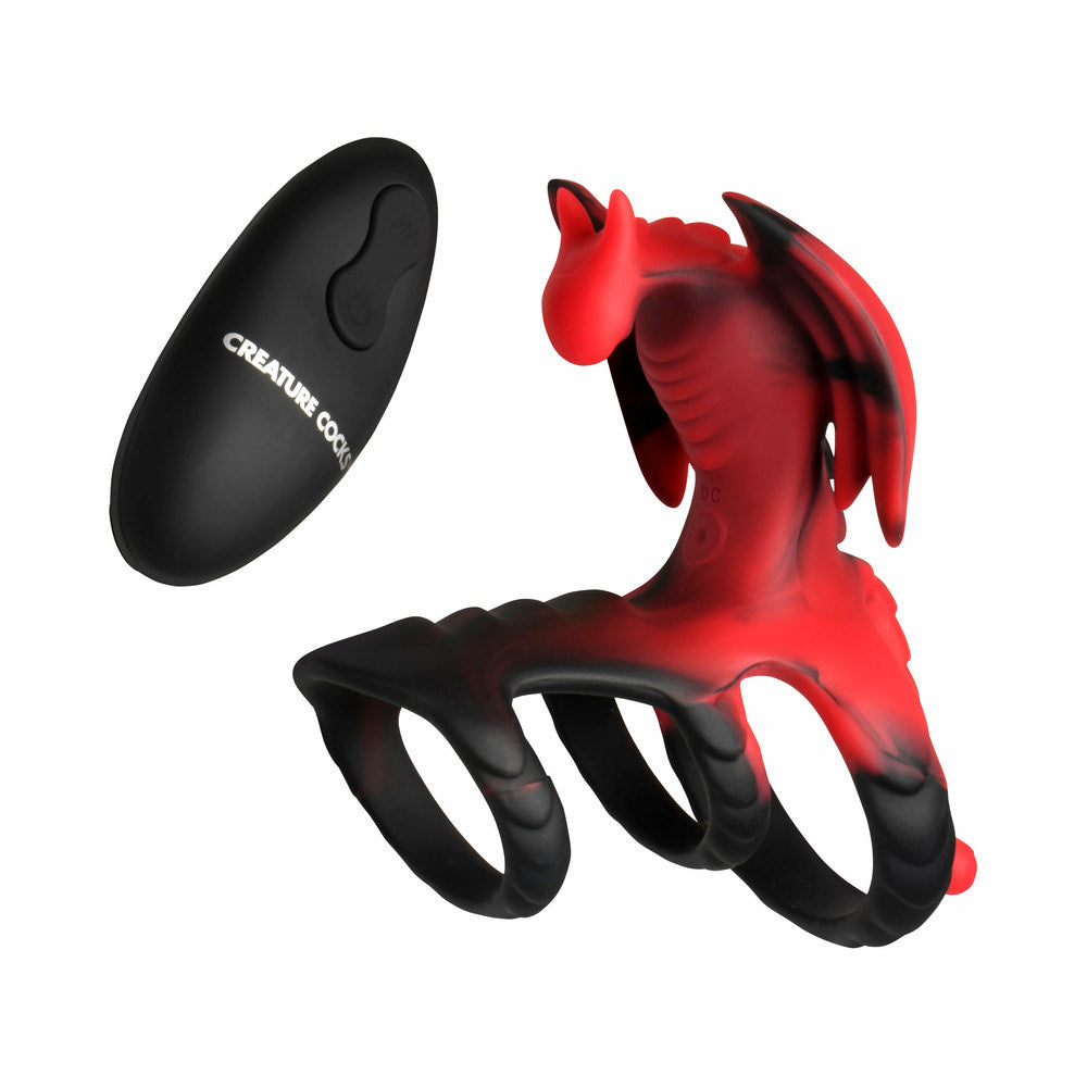 XR BRANDS - CREATURE COCKS DRAGON FLIGHT VIBRATING SILICONE COCK RING