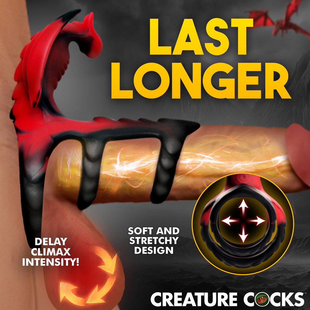 XR BRANDS - CREATURE COCKS DRAGON FLIGHT VIBRATING SILICONE COCK RING