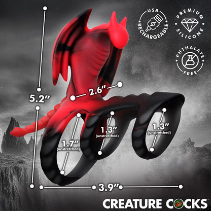 XR BRANDS - CREATURE COCKS DRAGON FLIGHT VIBRATING SILICONE COCK RING