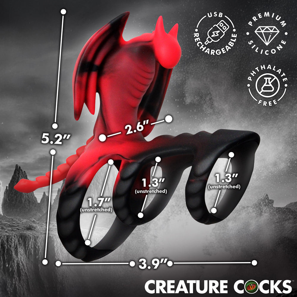 XR BRANDS - CREATURE COCKS DRAGON FLIGHT VIBRATING SILICONE COCK RING