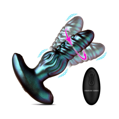 XR BRANDS - CREATURE COCKS OCTO-SQUIRM VIBRATING & SQUIRMING SILICONE ANAL PLUG