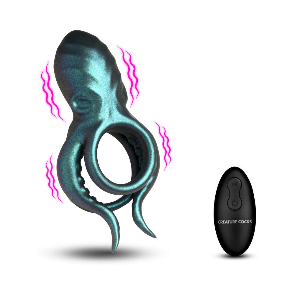 XR BRANDS - CREATURE COCKS OCTO-GRIP VIBRATING SILICONE COCK RING