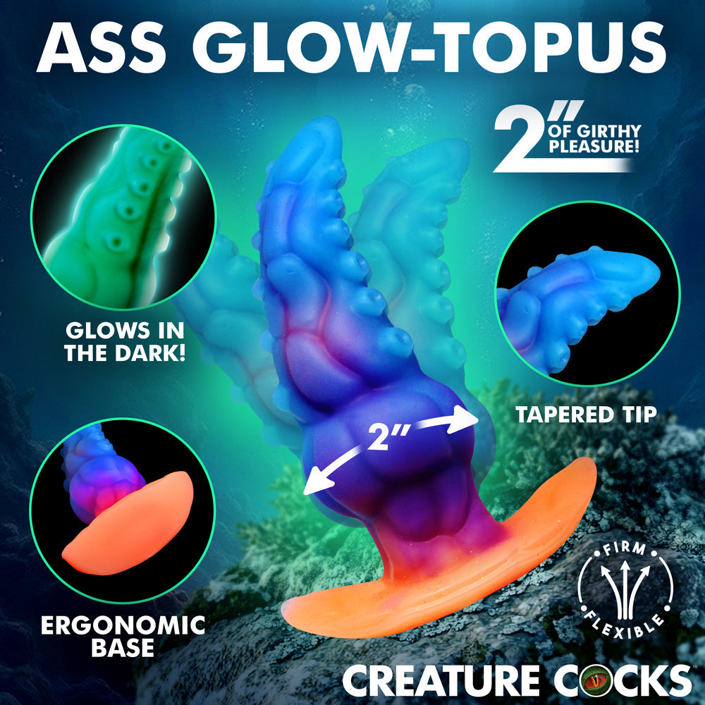XR BRANDS - CREATURE COCKS GLOWTOPUS GLOW-IN-THE-DARK SILICONE ANAL PLUG