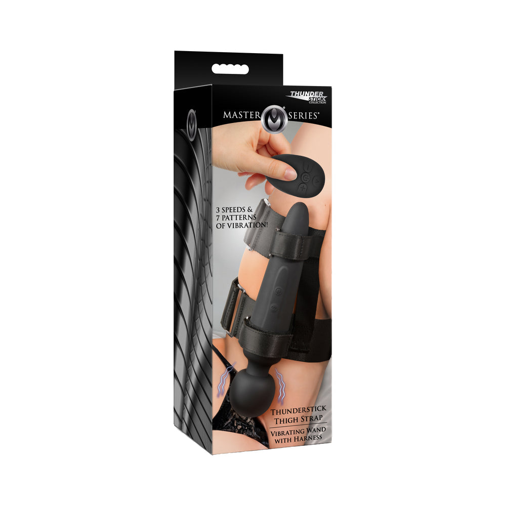 XR BRANDS - MASTER SERIES THUNDERSTICK THIGH STRAP VIBRATING WAND WITH HARNESS