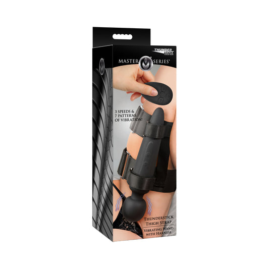XR BRANDS - MASTER SERIES THUNDERSTICK THIGH STRAP VIBRATING WAND WITH HARNESS