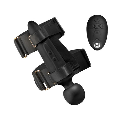 XR BRANDS - MASTER SERIES THUNDERSTICK THIGH STRAP VIBRATING WAND WITH HARNESS
