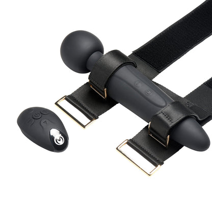 XR BRANDS - MASTER SERIES THUNDERSTICK THIGH STRAP VIBRATING WAND WITH HARNESS