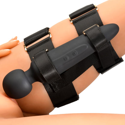 XR BRANDS - MASTER SERIES THUNDERSTICK THIGH STRAP VIBRATING WAND WITH HARNESS