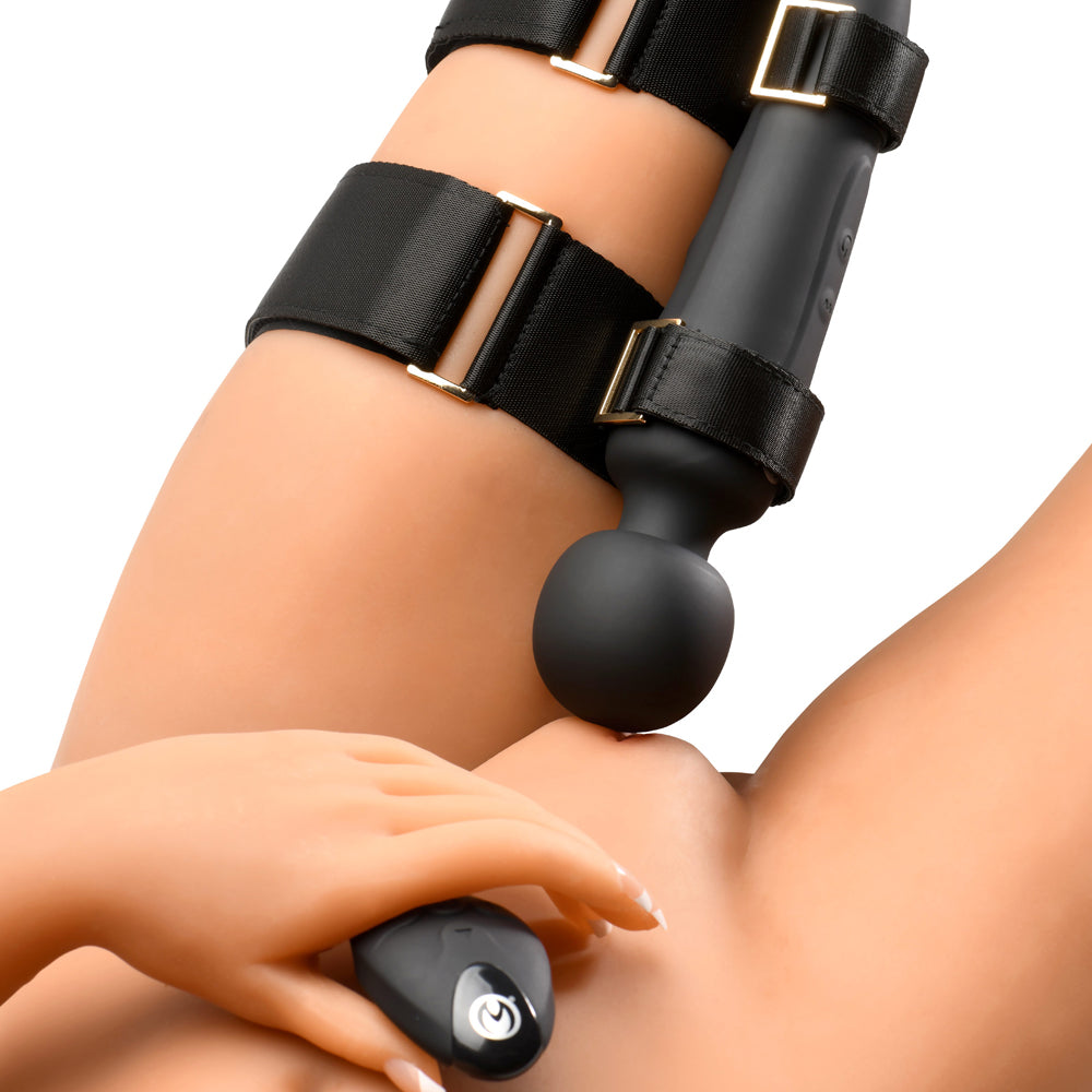 XR BRANDS - MASTER SERIES THUNDERSTICK THIGH STRAP VIBRATING WAND WITH HARNESS
