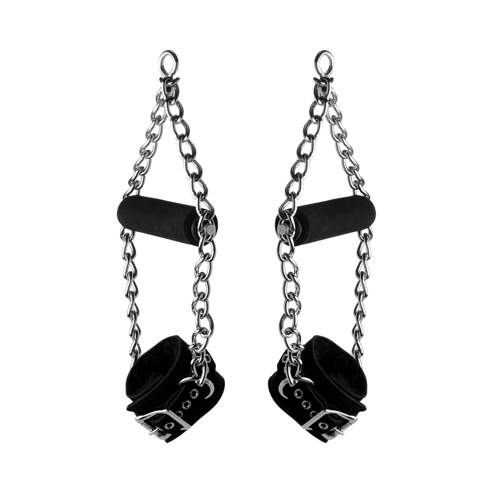 XR BRANDS - STRICT LEATHER FUR LINED NUBUCK SUSPENSION CUFFS WITH GRIP