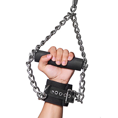 XR BRANDS - STRICT LEATHER FUR LINED NUBUCK SUSPENSION CUFFS WITH GRIP