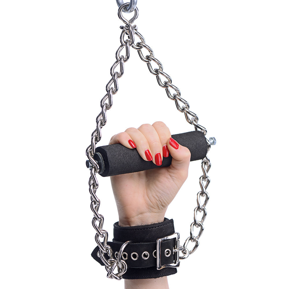 XR BRANDS - STRICT LEATHER FUR LINED NUBUCK SUSPENSION CUFFS WITH GRIP