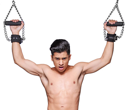 XR BRANDS - STRICT LEATHER FUR LINED NUBUCK SUSPENSION CUFFS WITH GRIP
