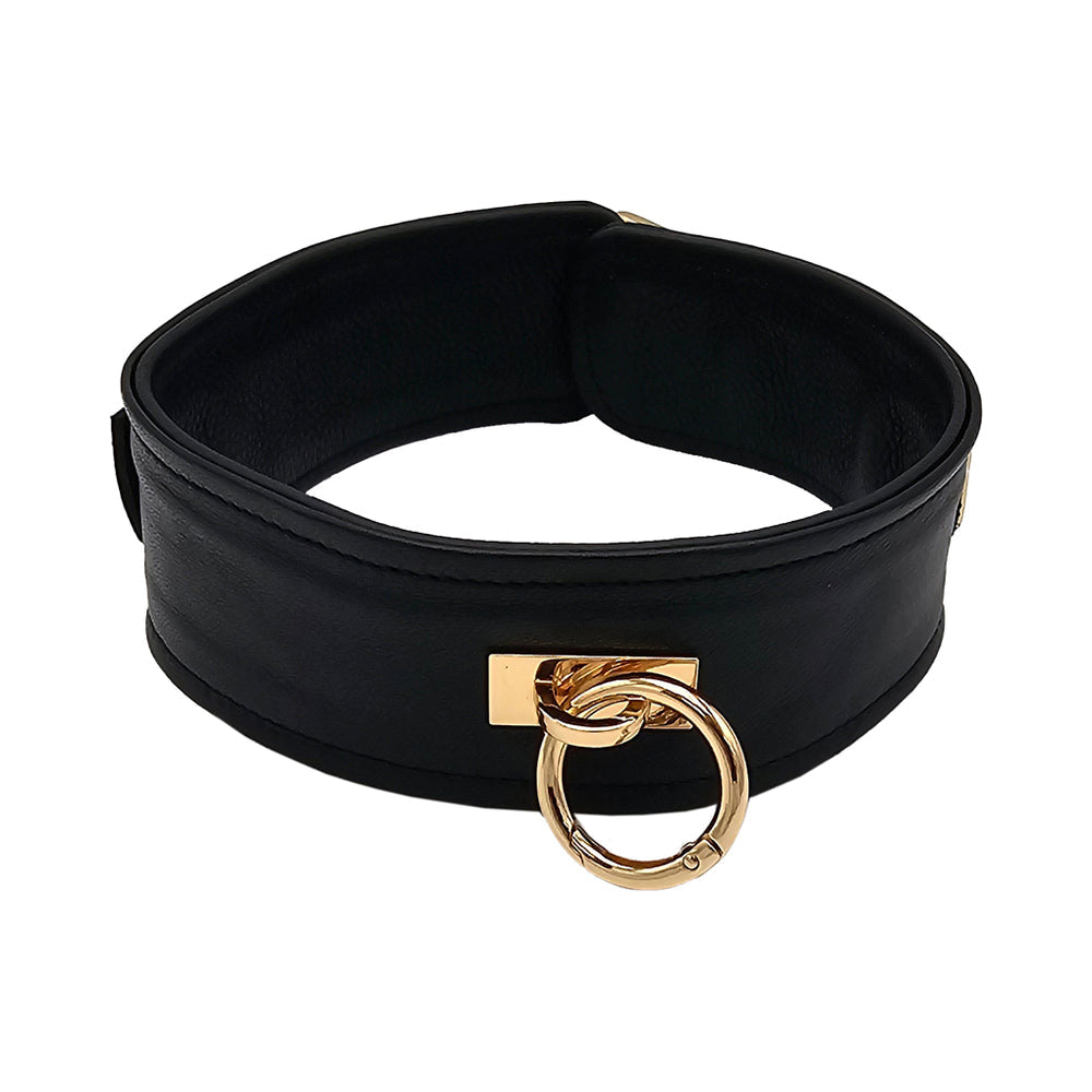 ROUGE GARMENTS - ROUGE LEATHER PLAIN COLLAR BLACK WITH GOLD ACCESSORIES