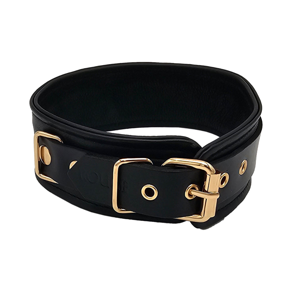 ROUGE GARMENTS - ROUGE LEATHER PLAIN COLLAR BLACK WITH GOLD ACCESSORIES