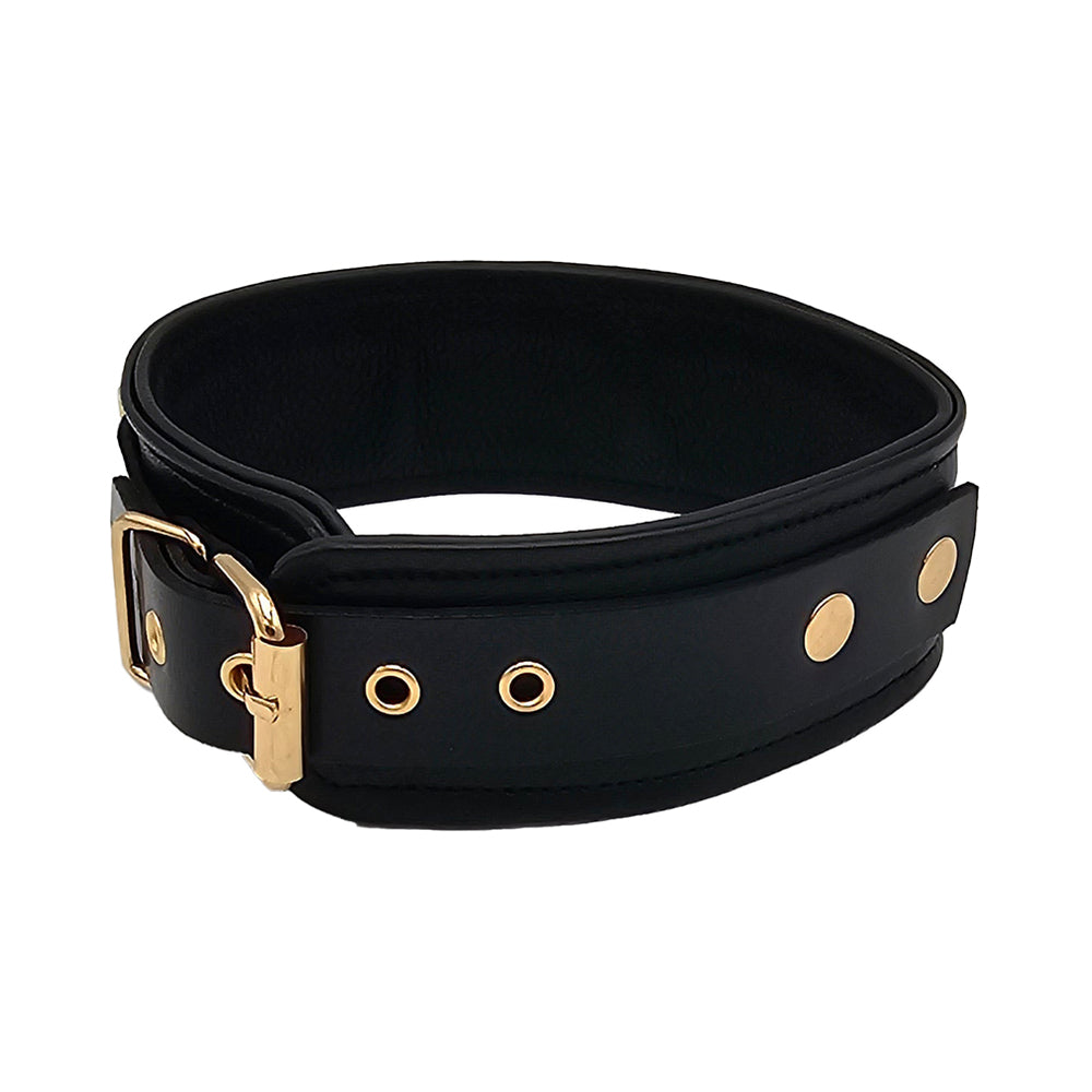 ROUGE GARMENTS - ROUGE LEATHER PLAIN COLLAR BLACK WITH GOLD ACCESSORIES