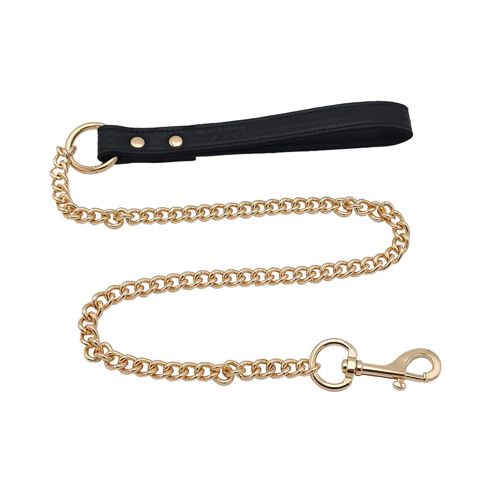 ROUGE GARMENTS - ROUGE LEATHER LEASH BLACK WITH GOLD ACCESSORIES