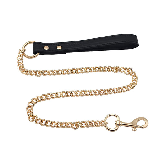 ROUGE GARMENTS - ROUGE LEATHER LEASH BLACK WITH GOLD ACCESSORIES