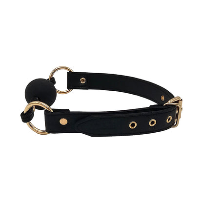 ROUGE GARMENTS - ROUGE LEATHER BALL GAG BLACK WITH GOLD ACCESSORIES