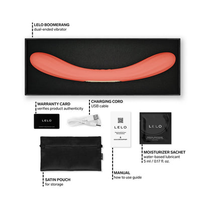 LELO - BOOMERANG DOUBLE ENDED VIBRATOR CORAL RED