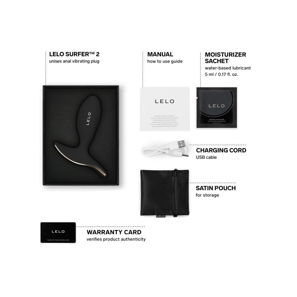 LELO - SURFER 2 UNISEX ANAL VIBRATING PLUG BLACK
