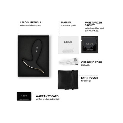 LELO - SURFER 2 UNISEX ANAL VIBRATING PLUG BLACK