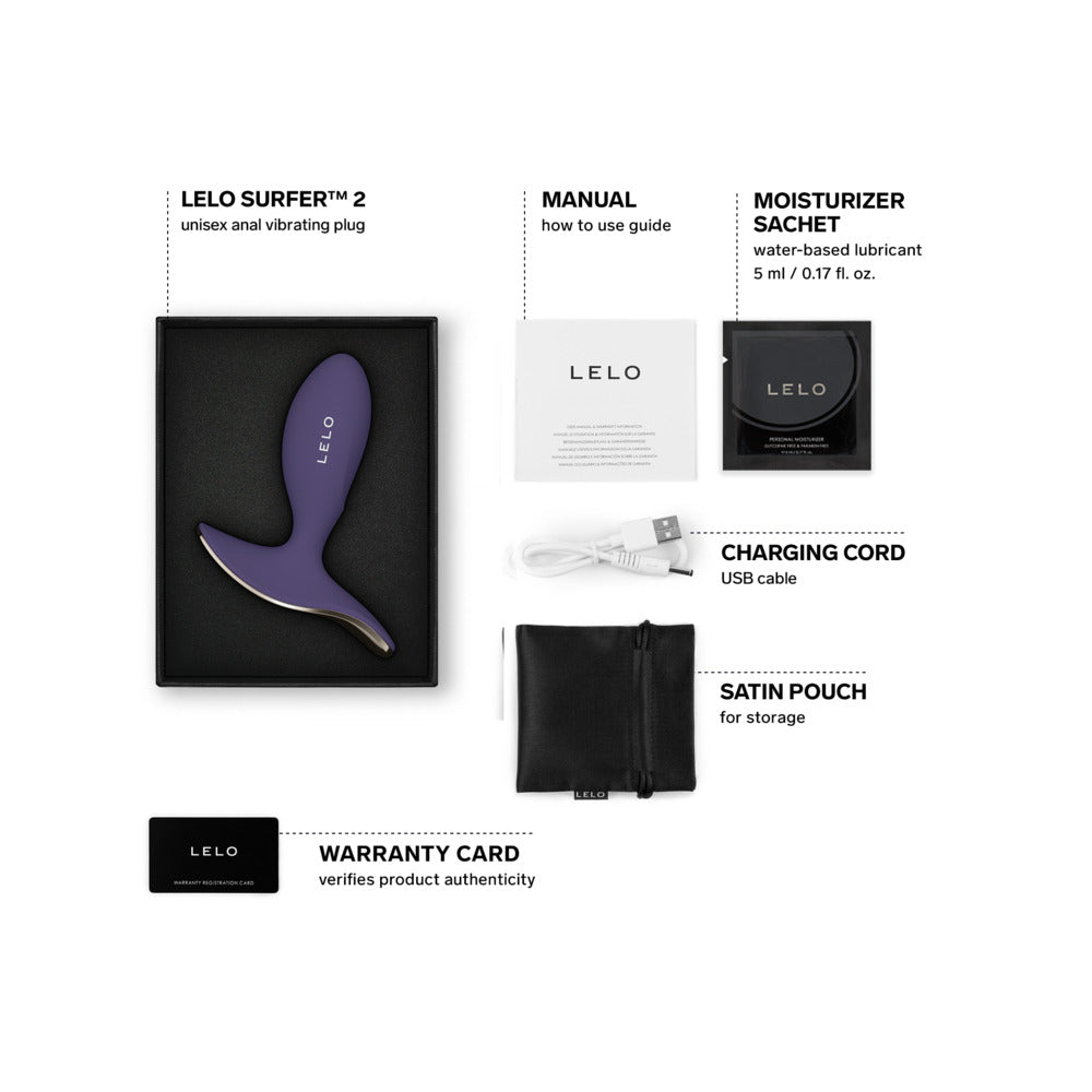 LELO - SURFER 2 UNISEX ANAL VIBRATING PLUG CYBER PURPLE