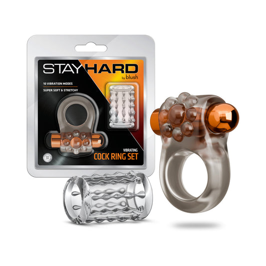 BLUSH - STAY HARD VIBRATING COCK RING SET WITH SLEEVE 1