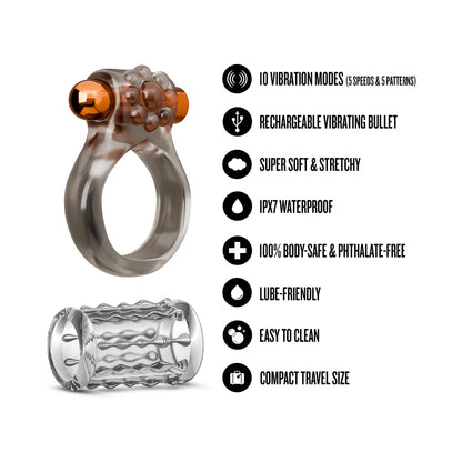 BLUSH - STAY HARD VIBRATING COCK RING SET WITH SLEEVE 1