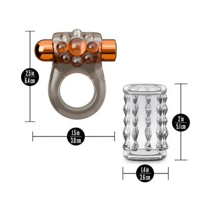 BLUSH - STAY HARD VIBRATING COCK RING SET WITH SLEEVE 1