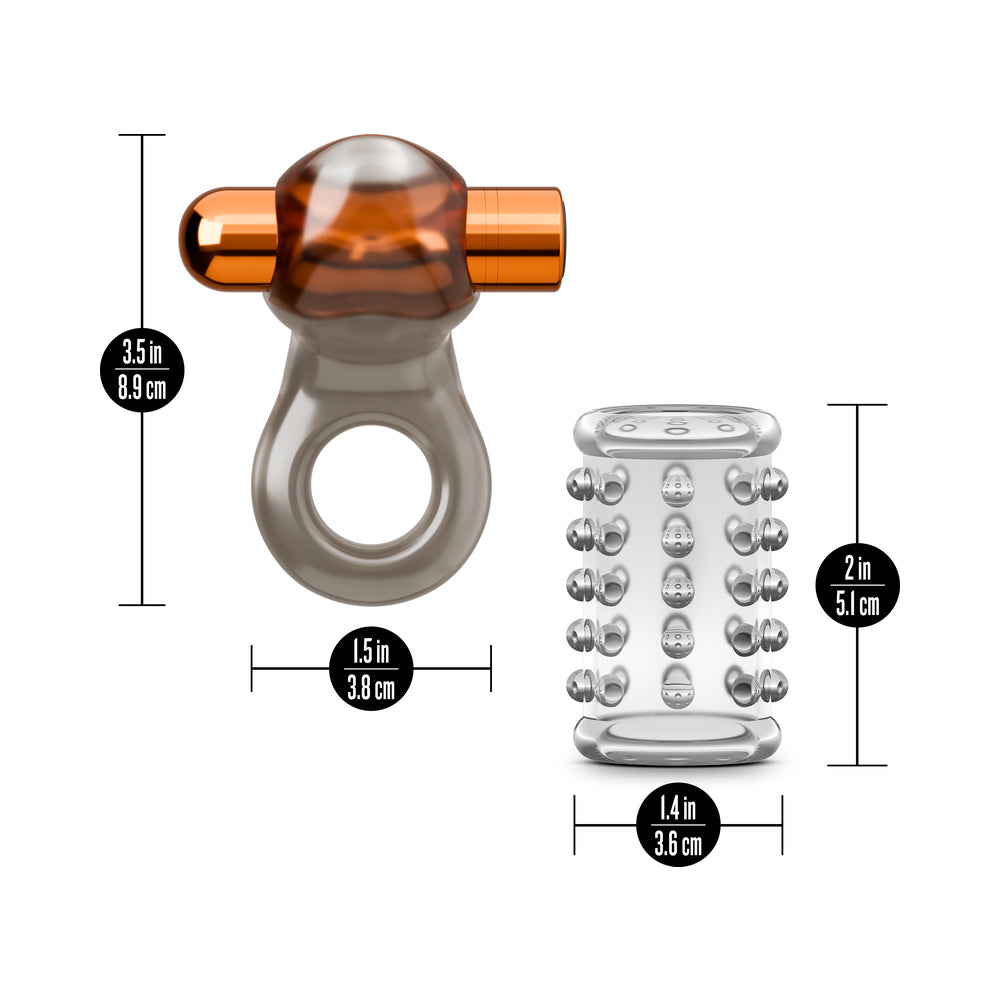 BLUSH - STAY HARD VIBRATING COCK RING SET WITH SLEEVE 2