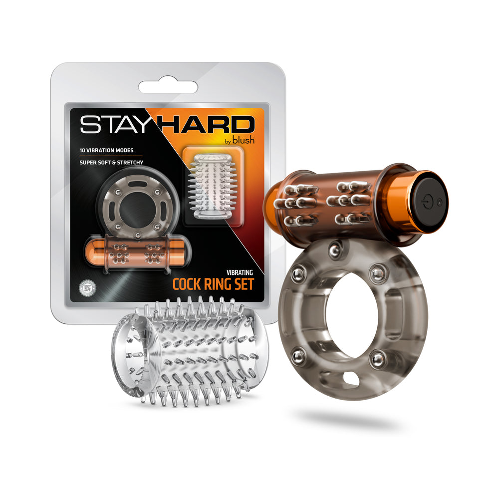 BLUSH - STAY HARD VIBRATING COCK RING SET WITH SLEEVE 3