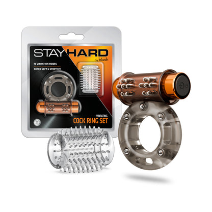 BLUSH - STAY HARD VIBRATING COCK RING SET WITH SLEEVE 3