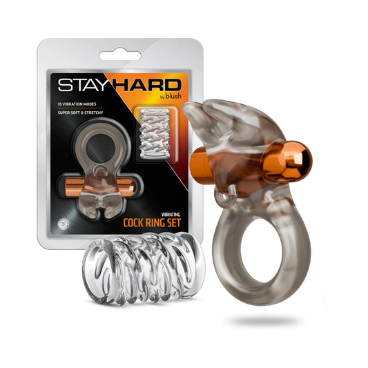 BLUSH - STAY HARD VIBRATING COCK RING SET WITH SLEEVE 4