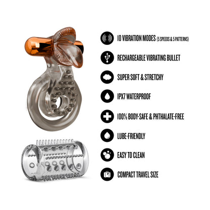BLUSH - STAY HARD VIBRATING COCK RING SET WITH SLEEVE 5