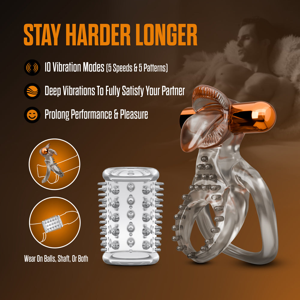 BLUSH - STAY HARD VIBRATING COCK RING SET WITH SLEEVE 5