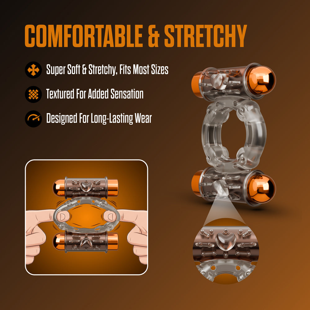 BLUSH - STAY HARD VIBRATING COCK RING SET WITH SLEEVE AND 2 BULLETS