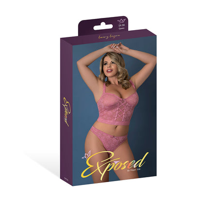 MAGIC SILK - WISTERIA MIST BUSTIER CAMI & THONG SET PINK QUEEN SIZE