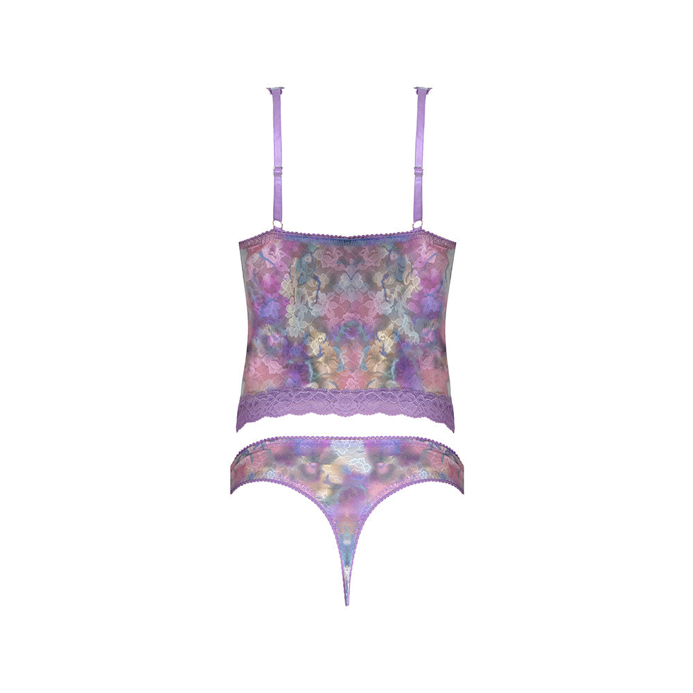 MAGIC SILK - WISTERIA MIST BUSTIER CAMI & THONG SET FLORAL