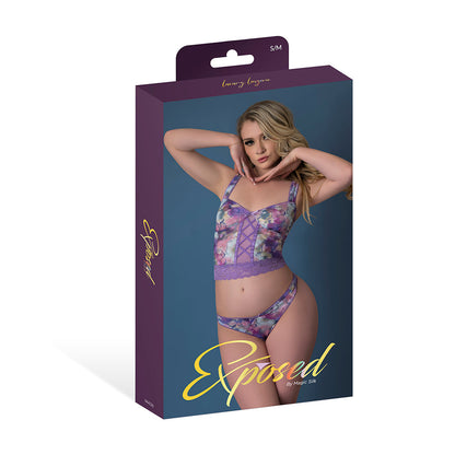 MAGIC SILK - WISTERIA MIST BUSTIER CAMI & THONG SET FLORAL