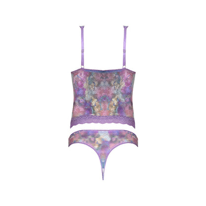 MAGIC SILK - WISTERIA MIST BUSTIER CAMI & THONG SET FLORAL