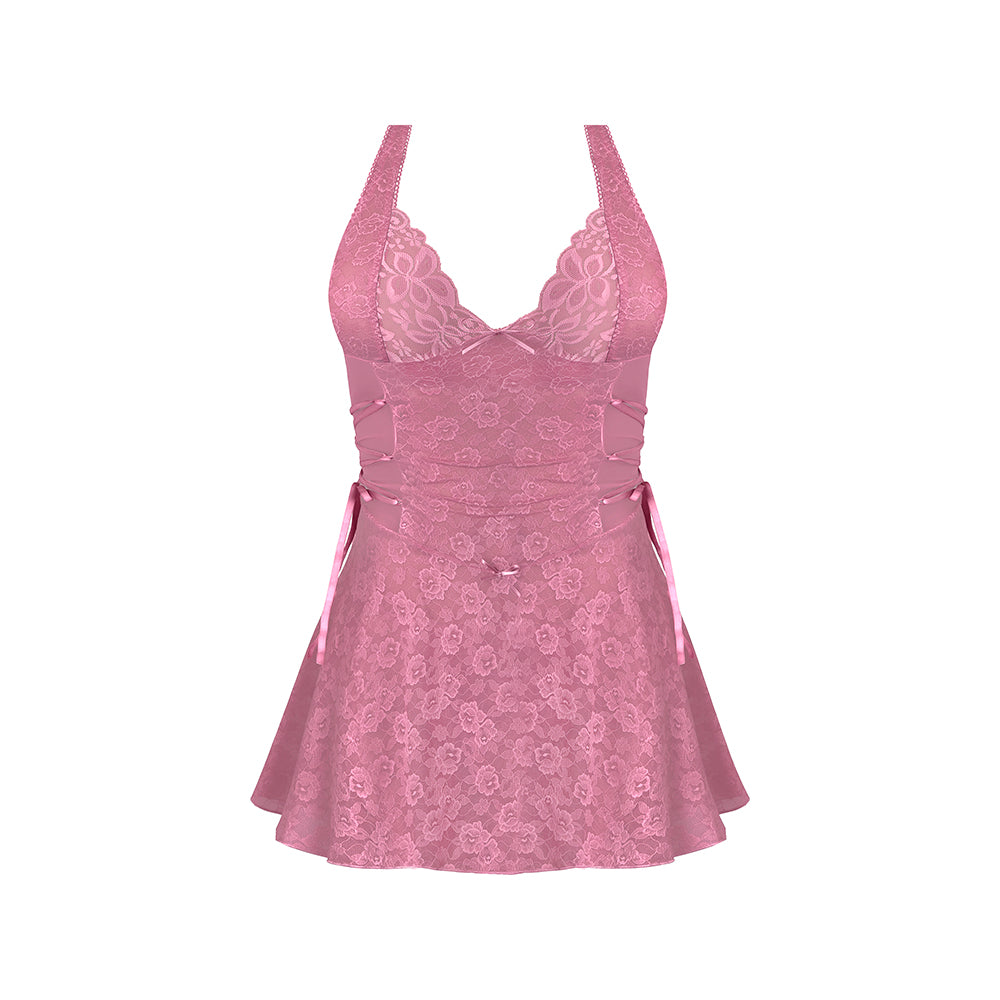 MAGIC SILK - WISTERIA MIST HALTER BABYDOLL & G SET