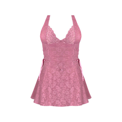 MAGIC SILK - WISTERIA MIST HALTER BABYDOLL & G SET