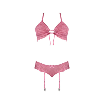 MAGIC SILK - WISTERIA MIST BRALETTE & PANTY WITH REMOVABLE GARTERS PINK QUEEN SIZE