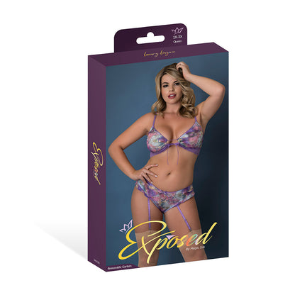MAGIC SILK - WISTERIA MIST BRALETTE & PANTY WITH REMOVABLE GARTERS FLORAL