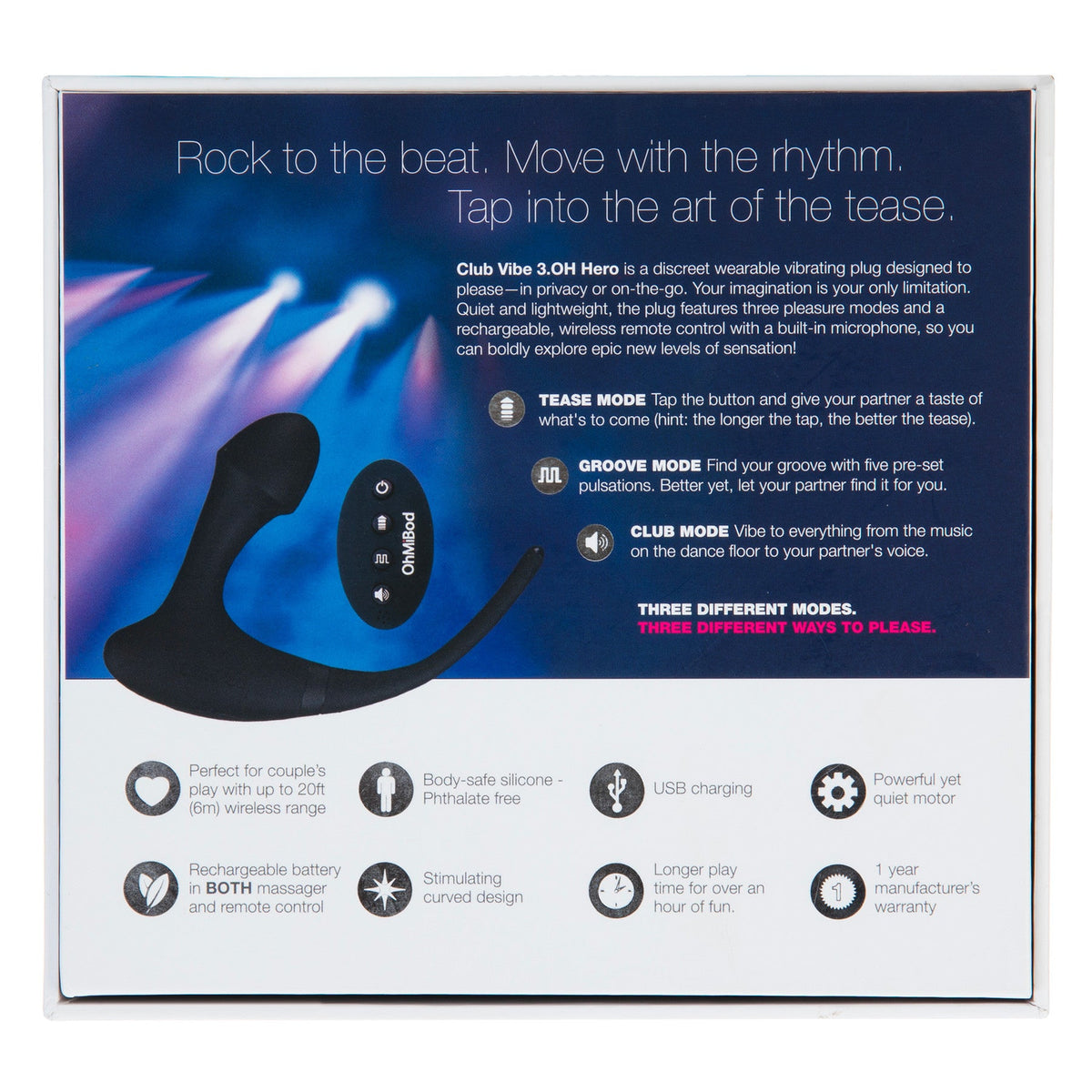 OHMIBOD - CLUB VIBE 3.0H HERO PLUG BLACK